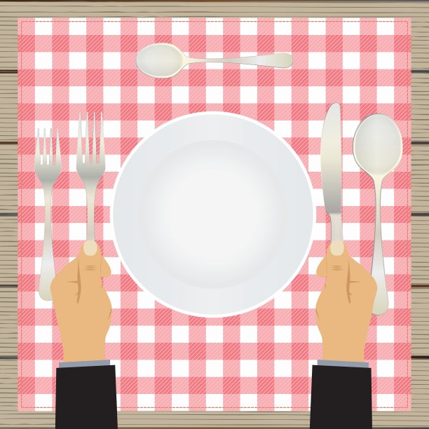 手持刀叉餐具图片下载