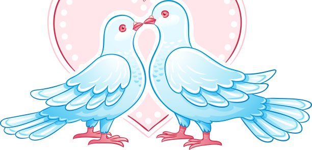 一对鸽子亲吻EPS10图片下载