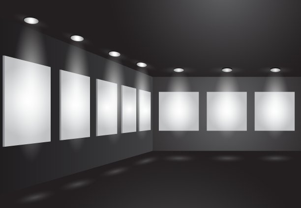 画廊内部与空框架在墙上图片下载