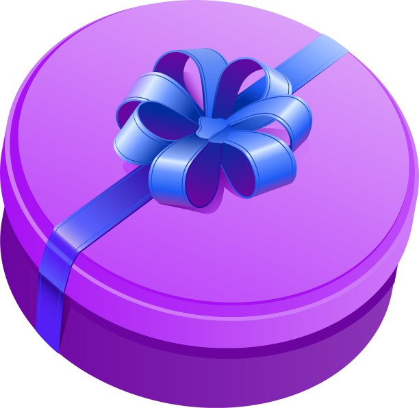 紫罗兰圆形礼盒丝带和蝴蝶结图片下载