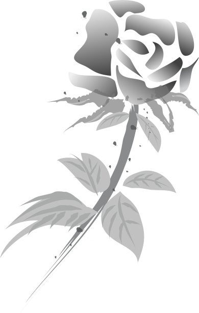 玫瑰花-中国画-黑白版图片下载