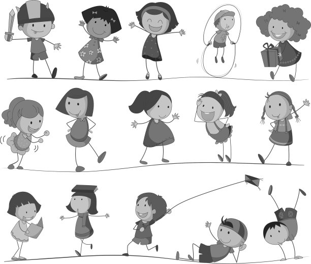 男孩和女孩做不同的活动图片下载