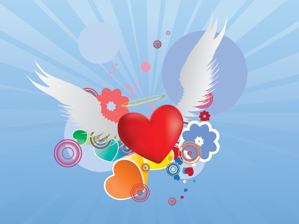 红心配天使翅膀图片下载