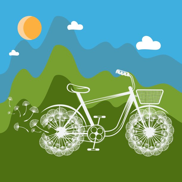 蒲公英概念自行车图片下载