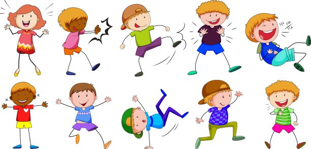 男孩和女孩摆不同姿势图片下载