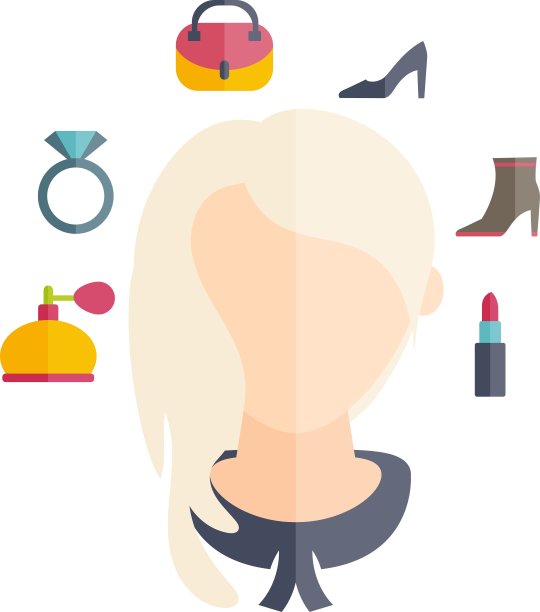 平面设计的一个女孩的发型和图标图片下载