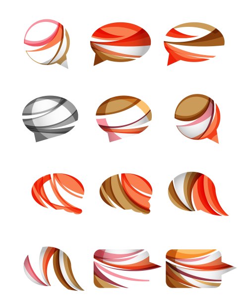 一组抽象的语音气泡和云图标图片下载