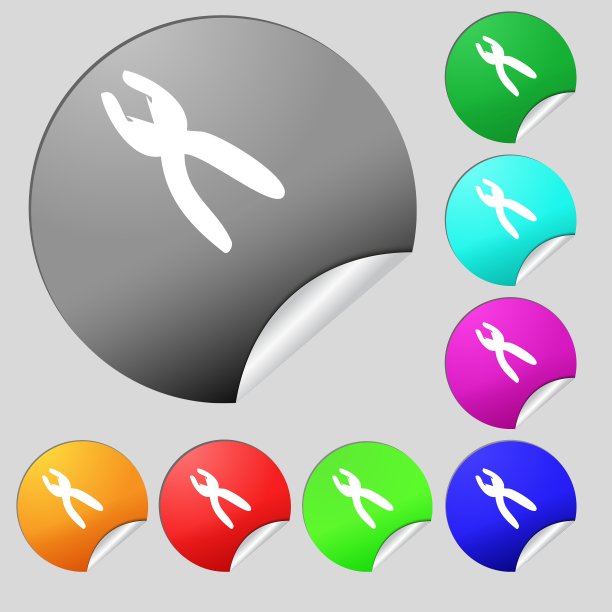 钳子图标标志八套多色轮图片下载