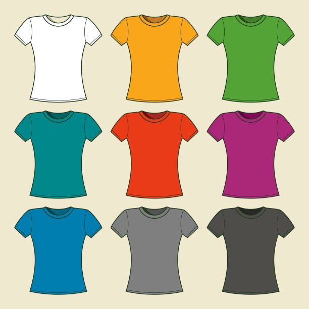 色彩鲜艳的t恤模板图片下载