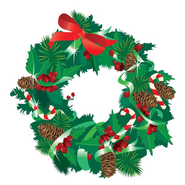 圣诞花环孤立在白色的背景图片下载