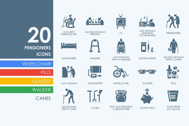 一套退休人员的图标图片下载