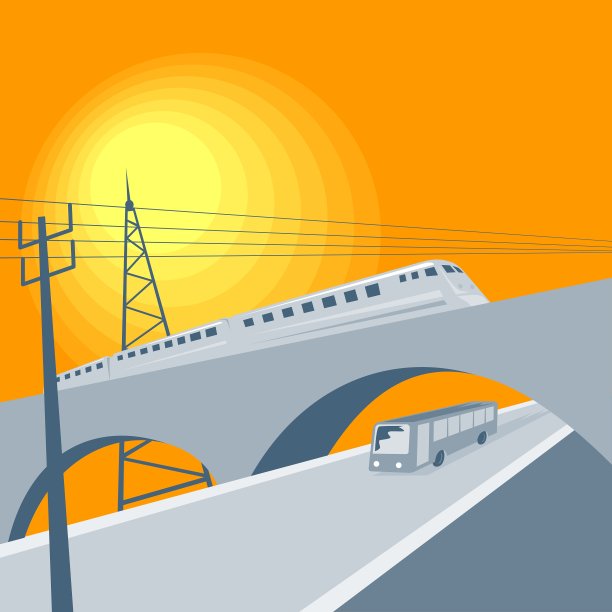 火车巴士高架桥图片下载