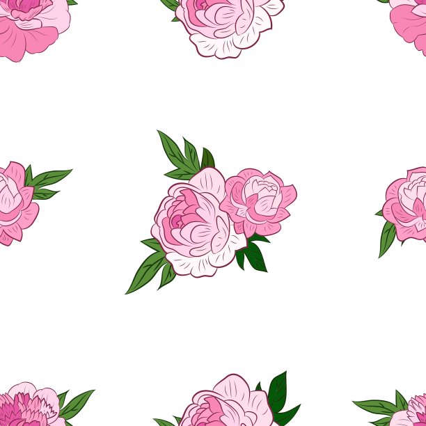 无缝图案与粉红色牡丹图片下载