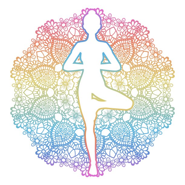 女人剪影瑜伽树姿势Vrikshasana图片下载