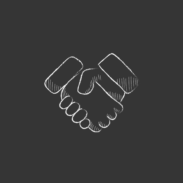 握手用粉笔画图标图片下载