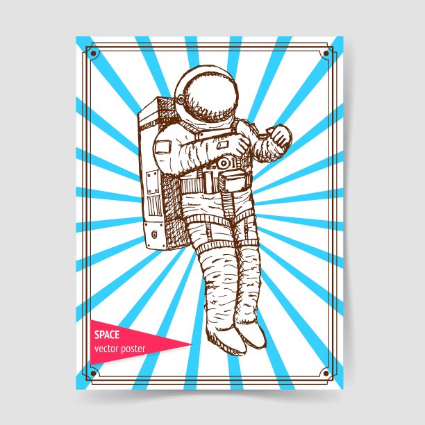 复古风格的素描宇航员图片下载