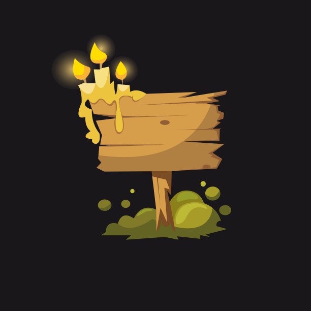 带蜡烛的木制招牌图片下载