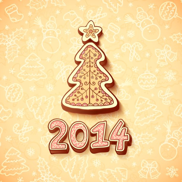 有标志的姜饼圣诞树图片下载