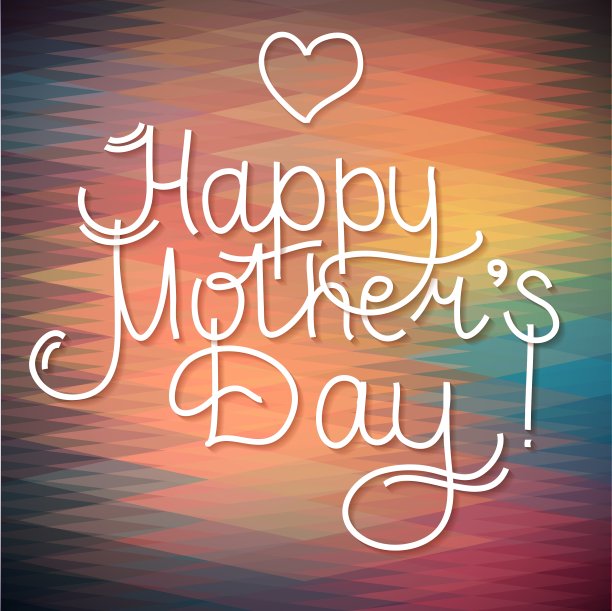 快乐的母亲节贺卡设计字母和宝石图片下载