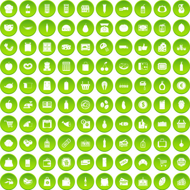 100个超市图标设置绿色圈图片下载