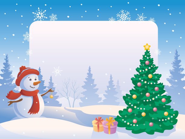 雪人和一个空白的公告牌图片下载