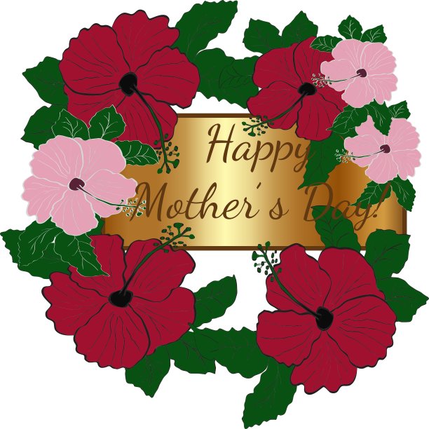 带木槿的母亲节贺卡图片下载