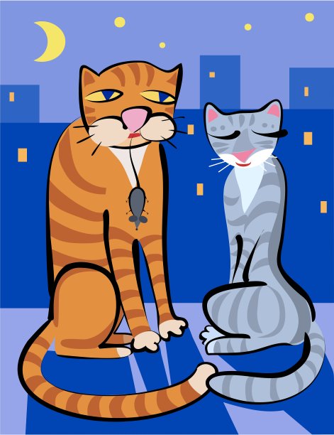 喜欢猫的人在屋顶上图片下载