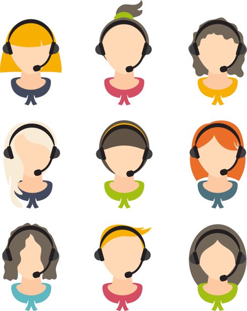 一套平面设计的女孩用耳机图片下载