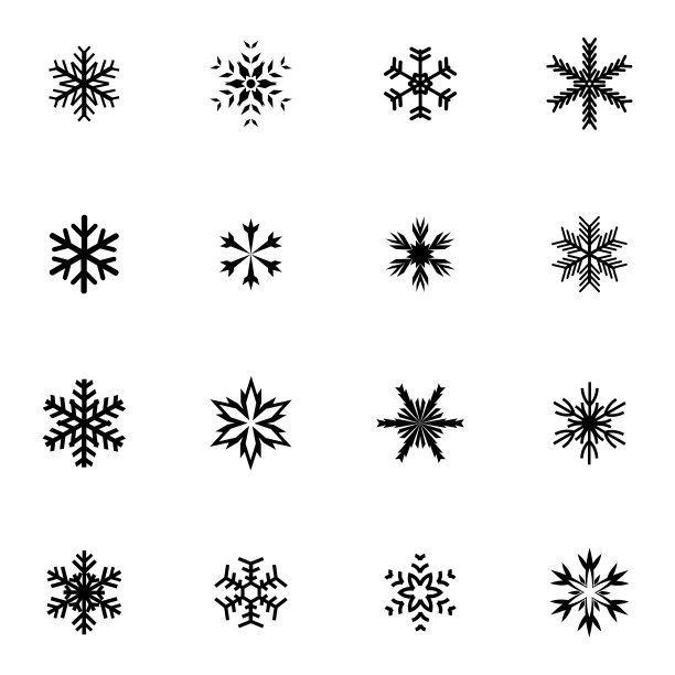 黑色雪花图标集图片下载