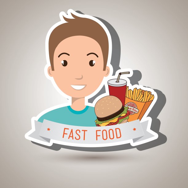 男人卡通快餐图片下载