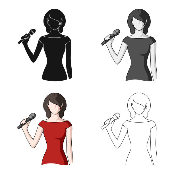 歌手职业卡通风格的单一图标图片下载