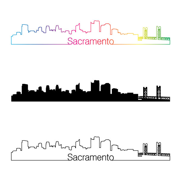 萨克拉门托的天际线风格与彩虹图片下载