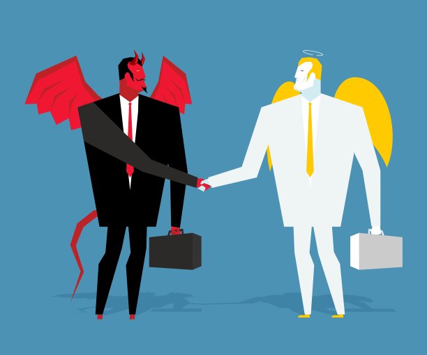 天使与魔鬼交易，撒旦与天使握手图片下载