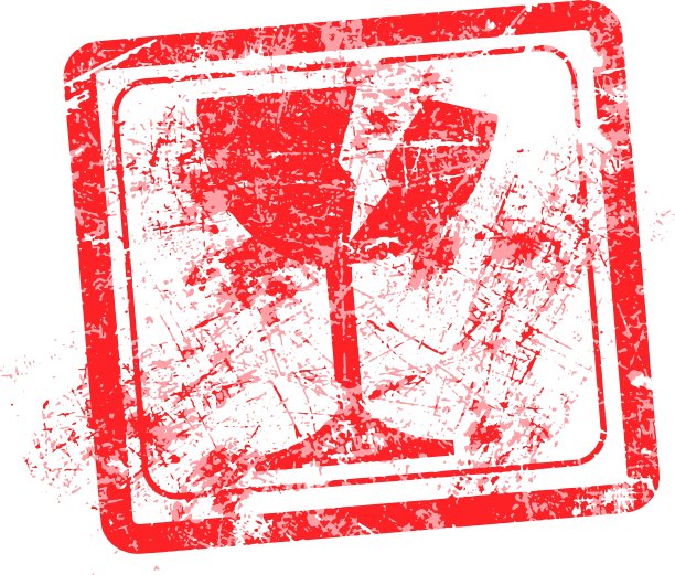 玻璃图标红色垃圾橡胶图章图片下载