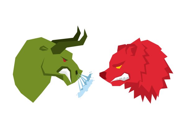 红熊和绿牛是证券交易所的交易员图片下载