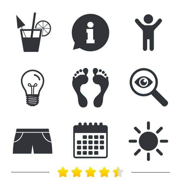 海滩假日标志鸡尾酒人类足迹图片下载