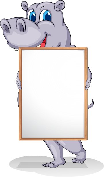 一只巨大的动物拿着一块空白板图片下载