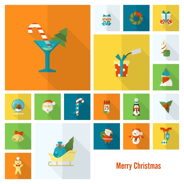 圣诞节和冬季图标收藏图片下载