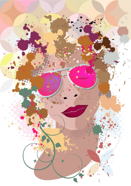 女人肖像在侧面与污点图片下载