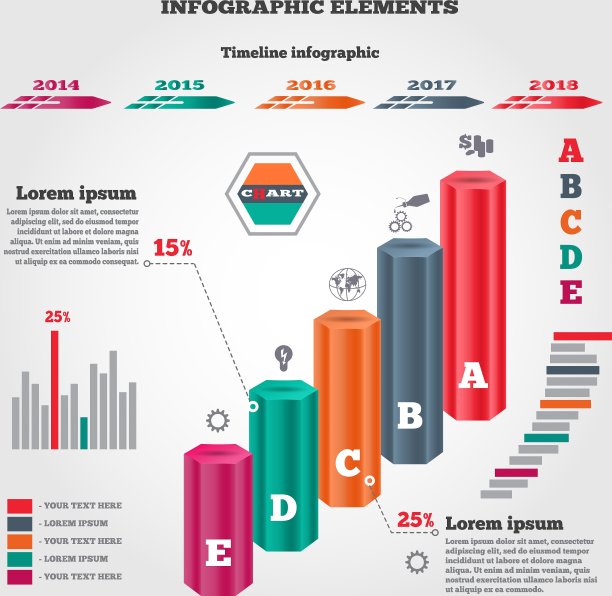 信息图元素三维列图片下载