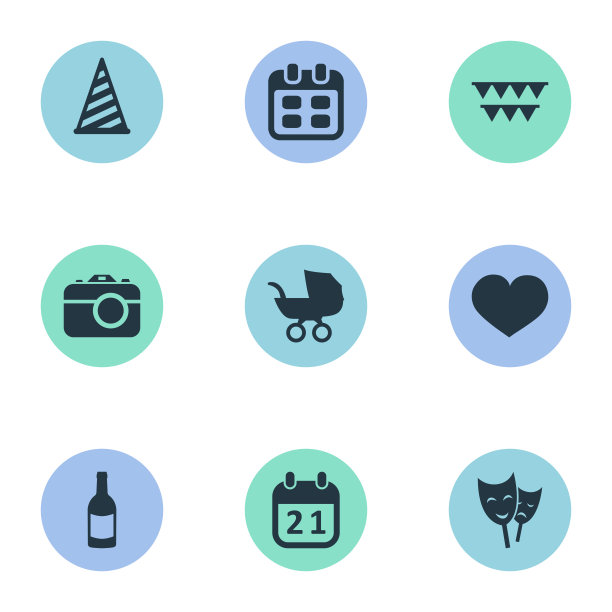 一套简单的生日图标图片下载