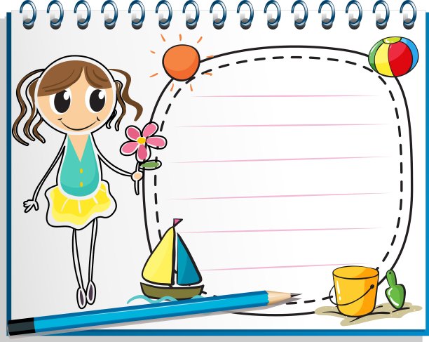 一本笔记本，上面画着一个小女孩图片下载