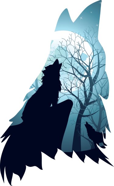 狼与森林嚎叫图片下载