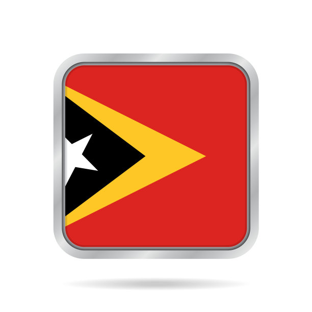东帝汶国旗金属灰色方形按钮图片下载