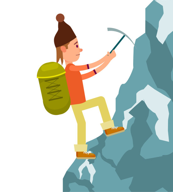 年轻男性游客背包登山图片下载