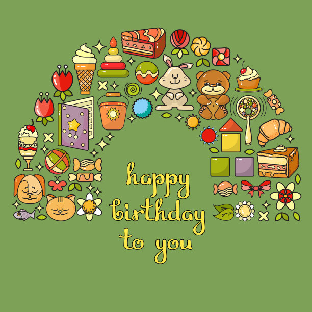 生日贺卡与儿童偶像套装玩具图片下载