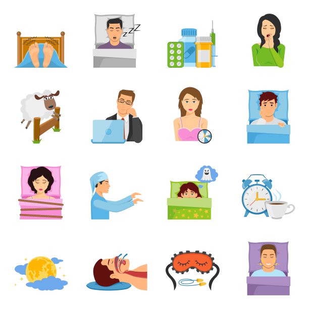 睡眠障碍图标集图片下载