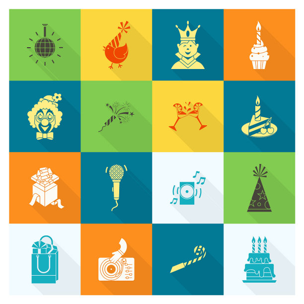 生日快乐图标套装图片下载