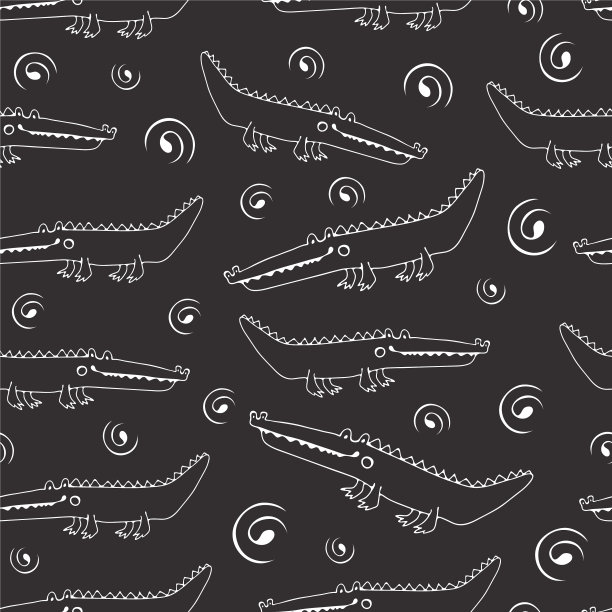 黑白相间的鳄鱼图案图片下载