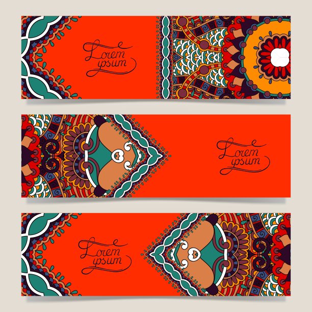 一套三个水平横幅与装饰图片下载